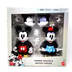 Disney 100 Collectible Action Figures Mickey and Minnie Mouse, Posable Character